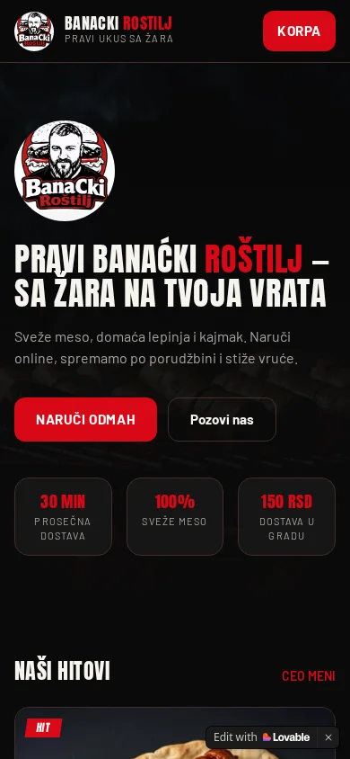 Banački Grill — Mobilni prikaz
