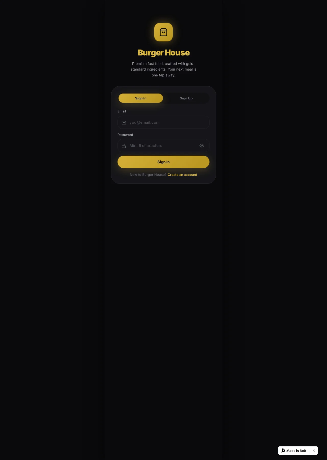 Fast Food Ordering App — desktop screenshot