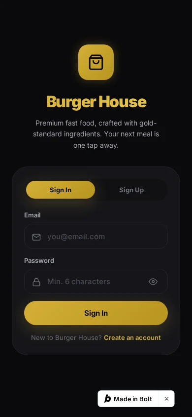 Fast Food Ordering App — Mobile view