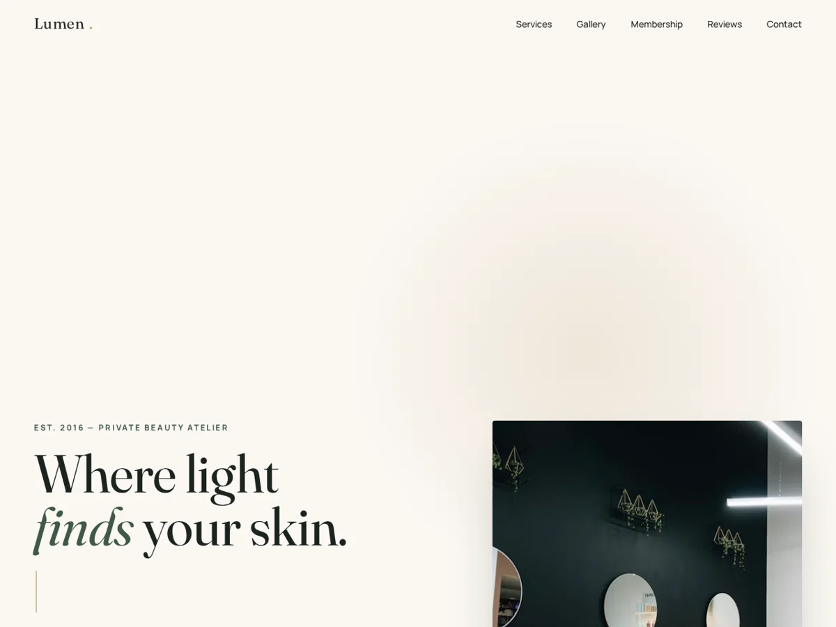 Lumen — Beauty Atelier — Web application · Beauty salon