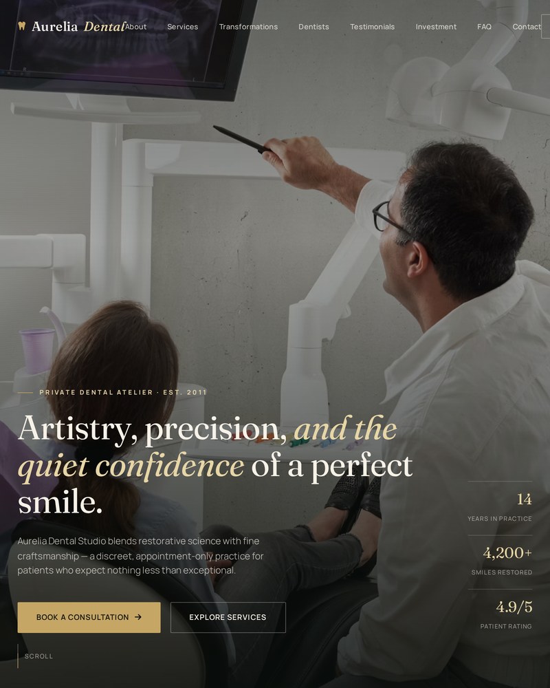 Aurelia Dental Studio — luxury dental clinic website