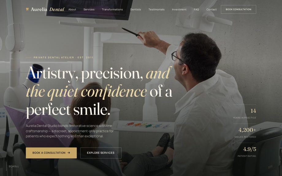 Aurelia Dental Studio — website on a laptop