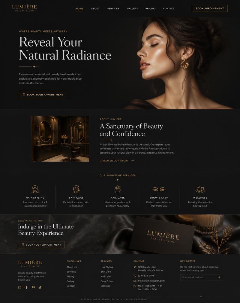 Luxury beauty salon website concept