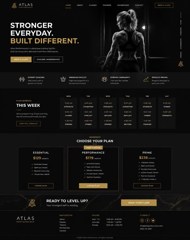 Fitness gym website concept