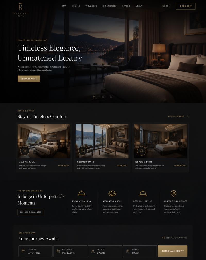 Luxury hotel website concept