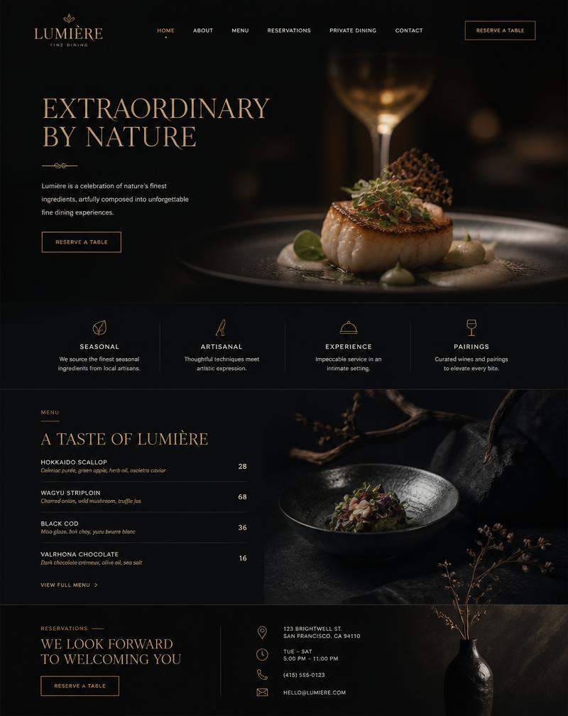 Modern restaurant website concept